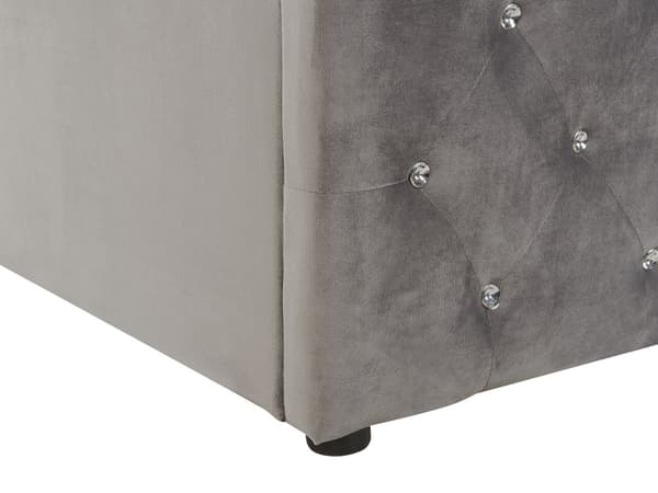 Parisänky harmaa 160 x 200 cm sametti sälepohja tuftattu koristetimantit chesterfield-tyyli glamour