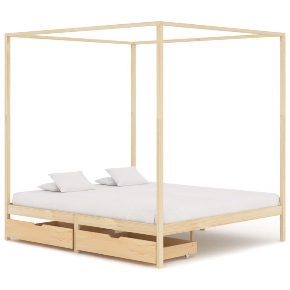 vidaXL Himmelsäng med 2 lådor massiv furu 160x200 cm