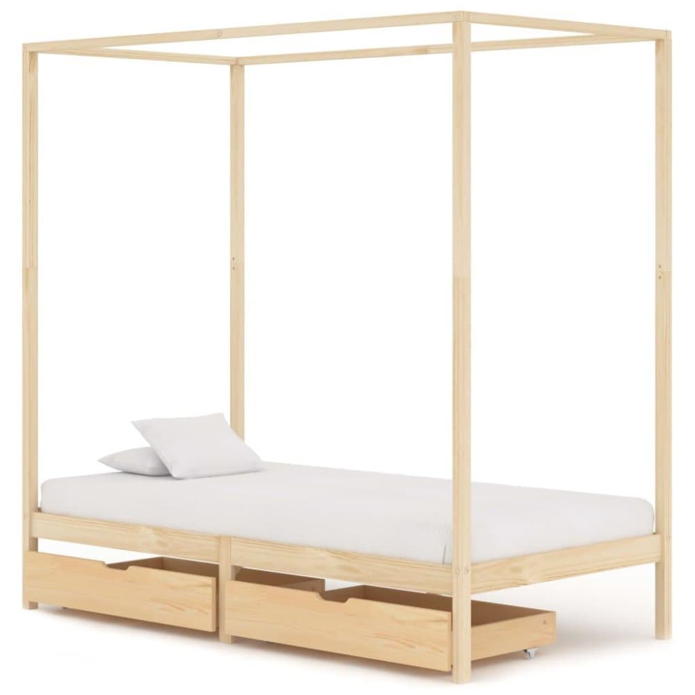 vidaXL Himmelsäng med 2 lådor massiv furu 100x200 cm