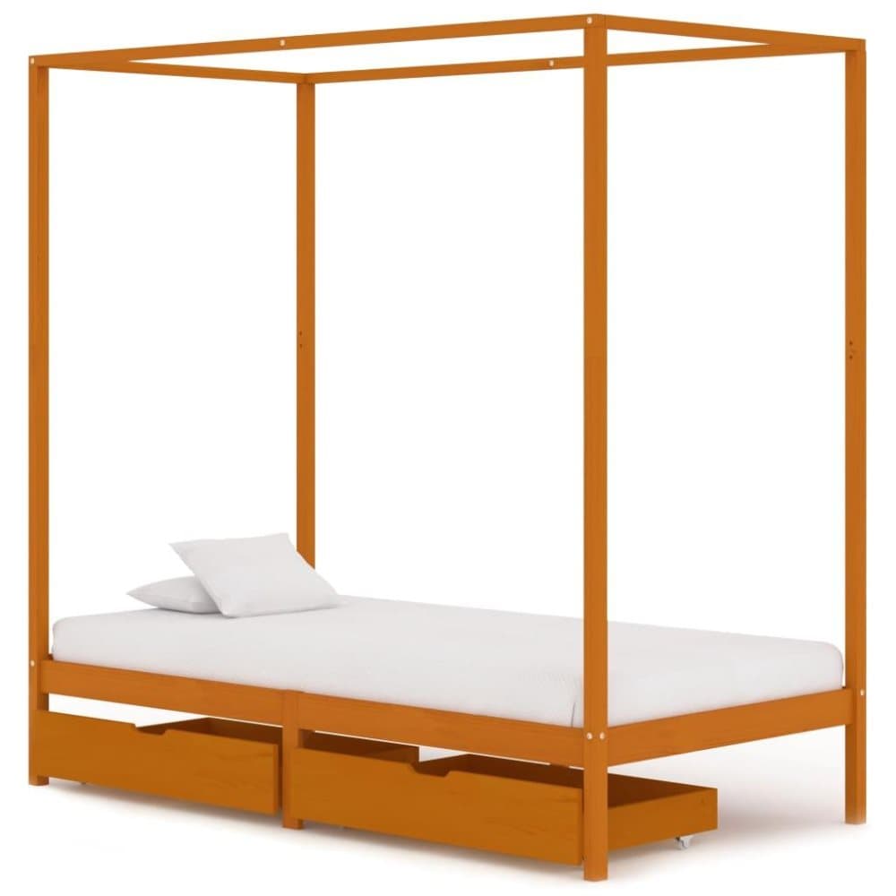 vidaXL Himmelsäng med 2 lådor massiv furu 90x200 cm