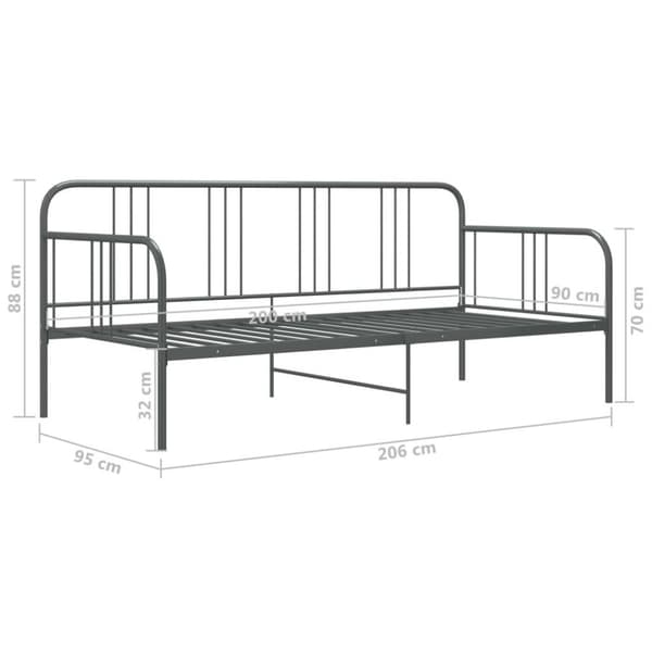 vidaXL sengestel til udtræksseng 90x200 cm metal grå change1