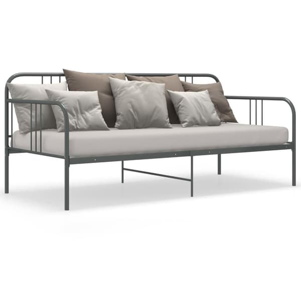 vidaXL sengestel til udtræksseng 90x200 cm metal grå change1