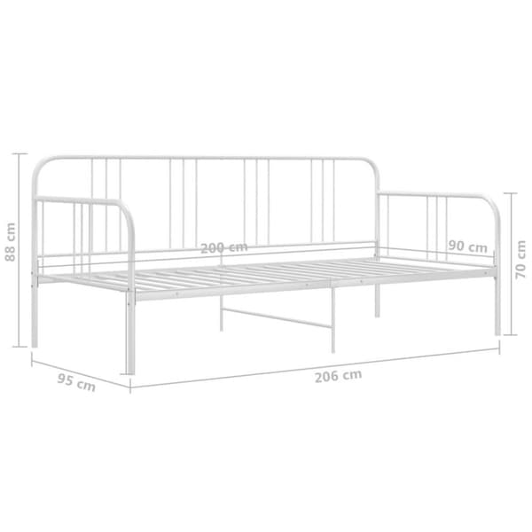 vidaXL Sängram bäddsoffa vit metall 90x200 cm