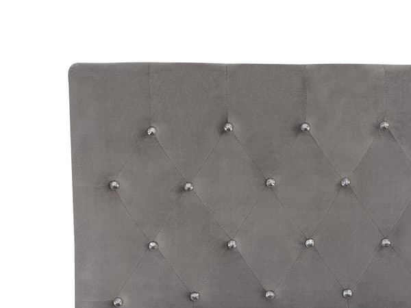 Dubbelsäng Grå Sammet med Förvaring 180 x 200 cm Sängram Tuftad Huvudgavel