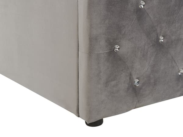 Dubbelsäng Grå Sammet med Förvaring 180 x 200 cm Sängram Tuftad Huvudgavel