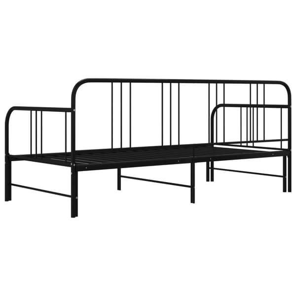 vidaXL Utdragbar sängram bäddsoffa svart metall 90x200 cm