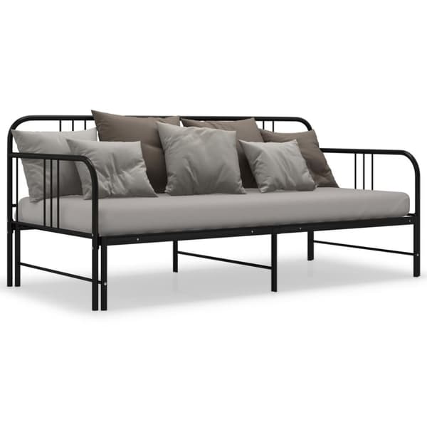 vidaXL Utdragbar sängram bäddsoffa svart metall 90x200 cm