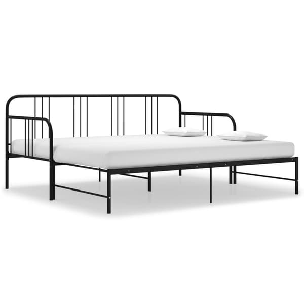 vidaXL Utdragbar sängram bäddsoffa svart metall 90x200 cm