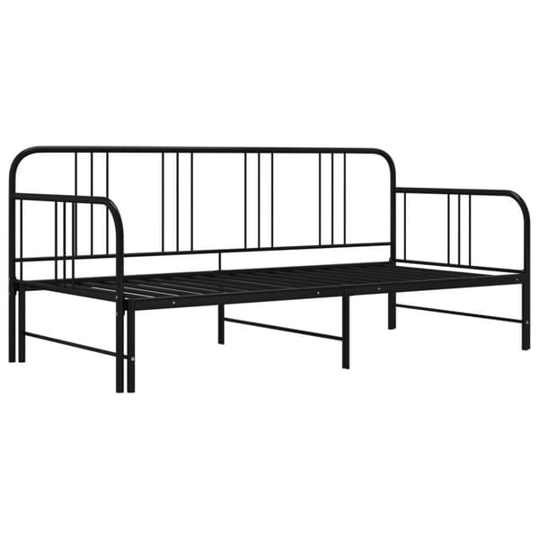 vidaXL Utdragbar sängram bäddsoffa svart metall 90x200 cm
