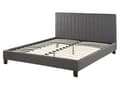 Miniatyrbillede 6 af 10: Seng Grå Læder 160 x 200 cm Dobbeltseng Sengeramme med Lamelbund Polstret Quiltet Sengegavl Moderne Komfortabel til Soveværelse