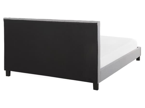 Sänky vaaleanharmaa kangas verhoilu 160 x 200 cm sälepohja sängynpääty moderni tyyli