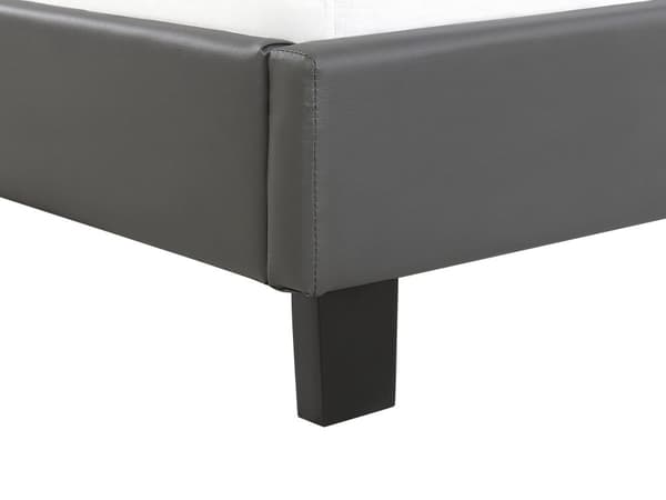 Dubbelsäng Grå Konstläder Klädd Sängram 160 x 200 cm med Lamellbas Huvudgavel