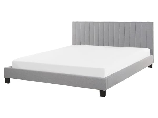Dubbelsäng Ljusgrå Tyg 160 x 200 cm med Stoppad Huvudgavel