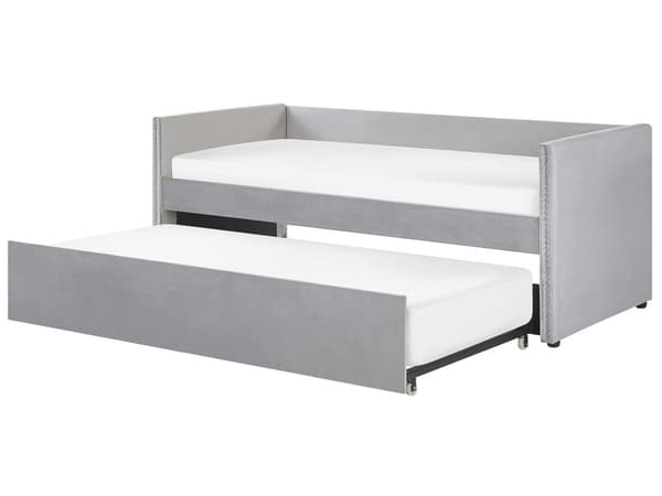 Dagbädd Ljusgrå Sammet 90 x 200 cm Enkelsäng Glamour Dekorativ