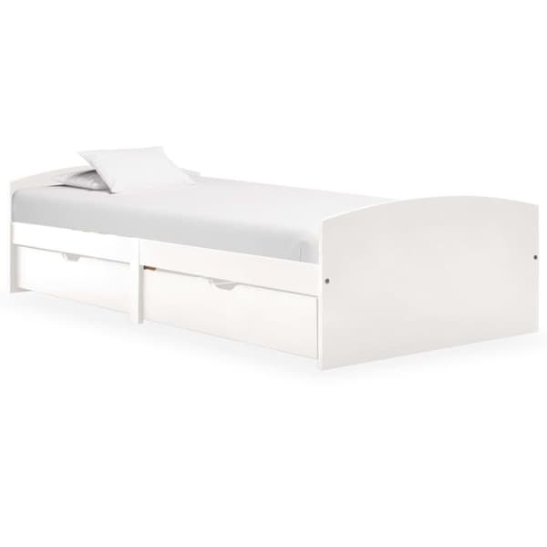 vidaXL Seng/Sengeramme med 2 skuffer hvit heltre furu 90x200 cm change1