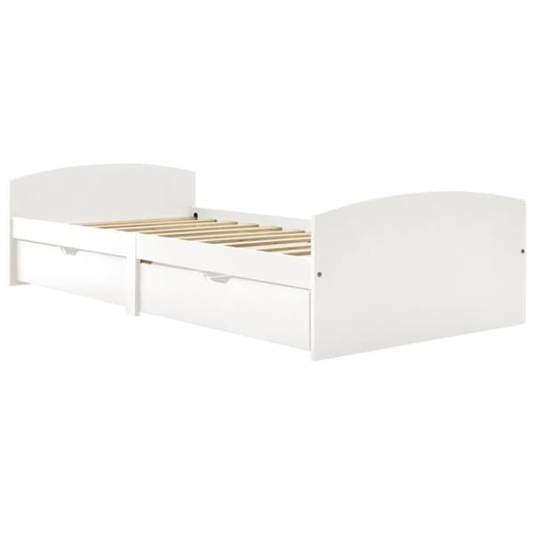 vidaXL Seng/Sengeramme med 2 skuffer hvit heltre furu 90x200 cm change1