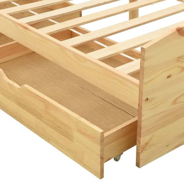 vidaXL Seng/Sengeramme med 2 skuffer heltre furu 90x200 cm change1