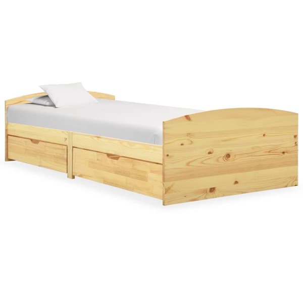 vidaXL Seng/Sengeramme med 2 skuffer heltre furu 90x200 cm change1