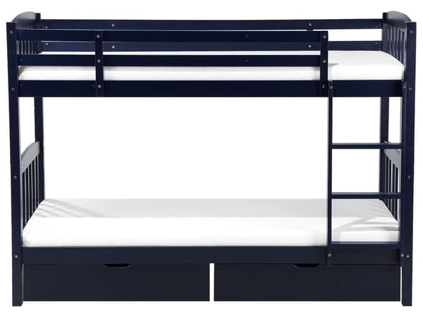 Kerrossänky laivastonsininen 90 x 200 cm mänty vanerisäleet tikkaat säilytyslaatikot skandinaavinen