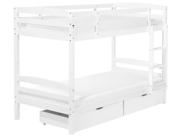 Våningssäng Vit Tall med Förvaring 90 x 200 cm 2 Personer Barn Sovrum Barnrum