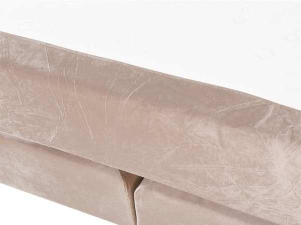 Kontinentalseng i Beige Velour med Træben 160 x 200 cm med Madras og Quiltet Sengegavl Moderne Design