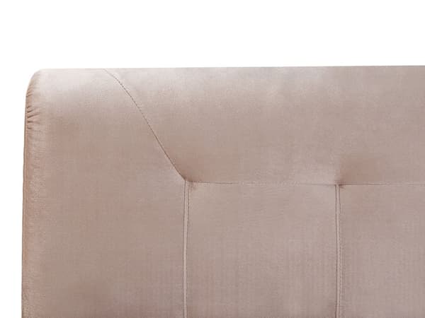 Kontinentalseng i Beige Velour med Træben 160 x 200 cm med Madras og Quiltet Sengegavl Moderne Design