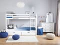Miniatyrbillede 2 af 11: Køjeseng Hvid Fyrretræ 90 x 200 cm Høj Træseng til 2 med Stige til Børneværelse Skandinavisk Design med Skuffer Dobbeltseng Indretning
