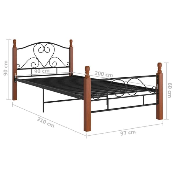 vidaXL Seng/Sengeramme svart metall 90x200 cm change1