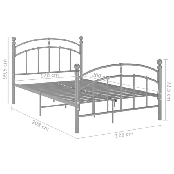 vidaXL Sängram grå metall 120x200 cm