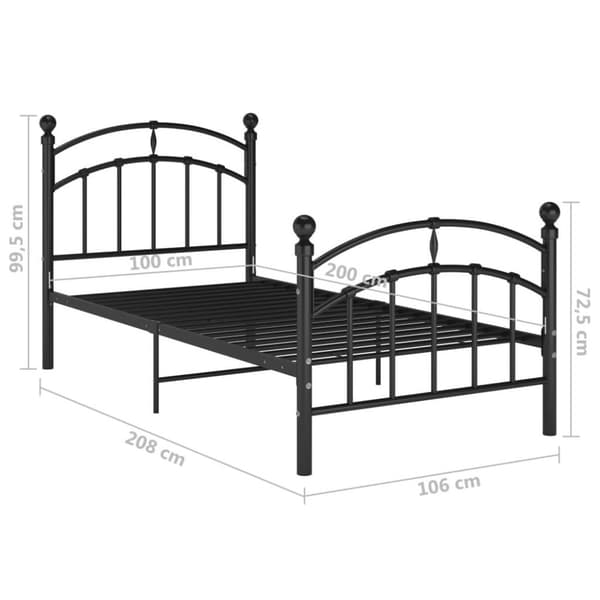 vidaXL Seng/Sengeramme svart metall 100x200 cm change1