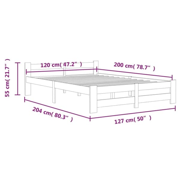 vidaXL Seng/Sengeramme hvit heltre furu 120x200 cm change1