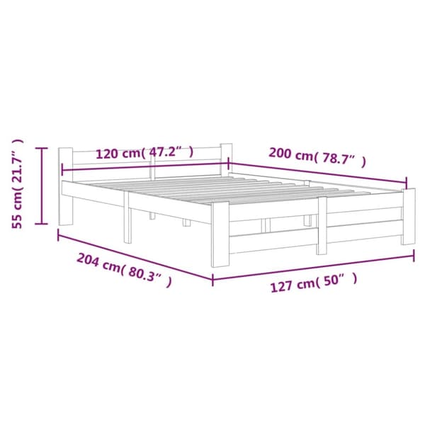 vidaXL Seng/Sengeramme honningbrun heltre furu 120x200 cm change1