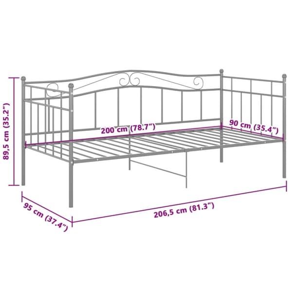 vidaXL Ramme til sovesofa grå metall 90x200 cm
