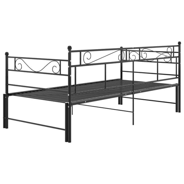 vidaXL Utdragbar sängram bäddsoffa svart metall 90x200 cm