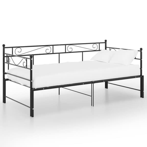 vidaXL Utdragbar sängram bäddsoffa svart metall 90x200 cm