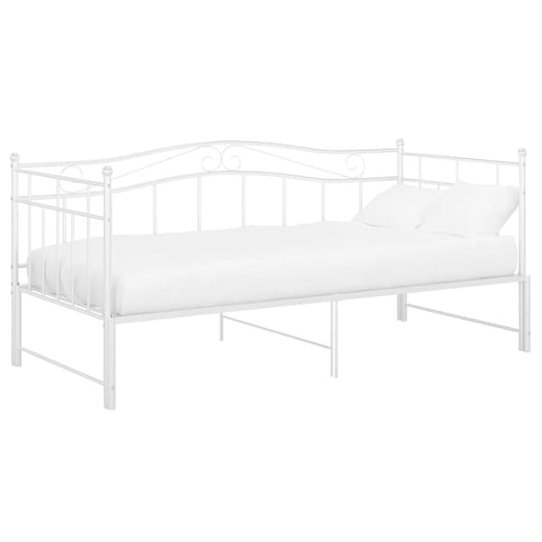 vidaXL Utdragbar sängram bäddsoffa vit metall 90x200 cm
