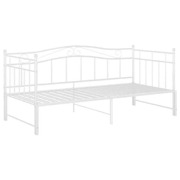 vidaXL Utdragbar sängram bäddsoffa vit metall 90x200 cm