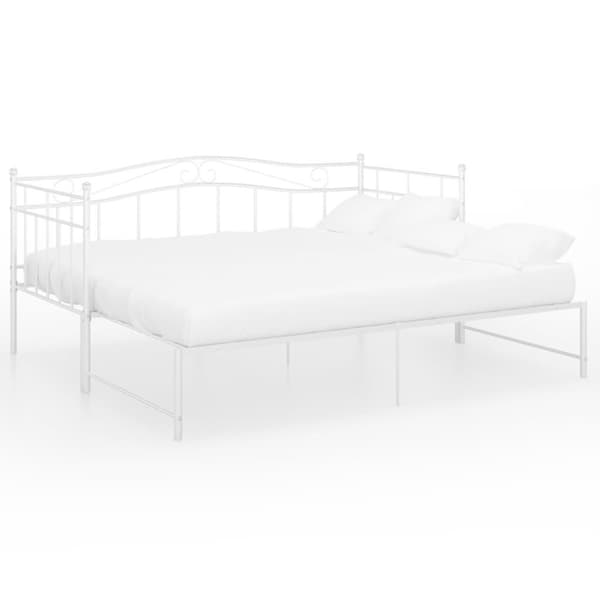 vidaXL Utdragbar sängram bäddsoffa vit metall 90x200 cm
