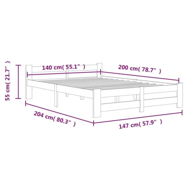 vidaXL Seng/Sengeramme heltre furu 140x200 cm change1