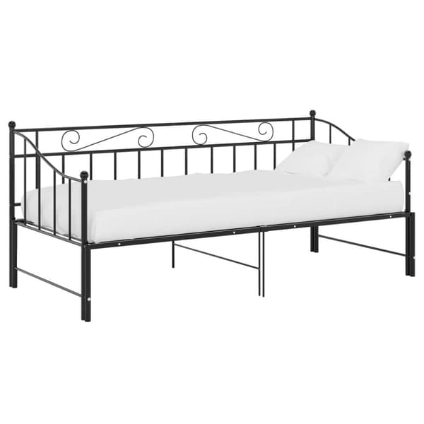 vidaXL sengestel til udtræksseng 90x200 cm metal sort