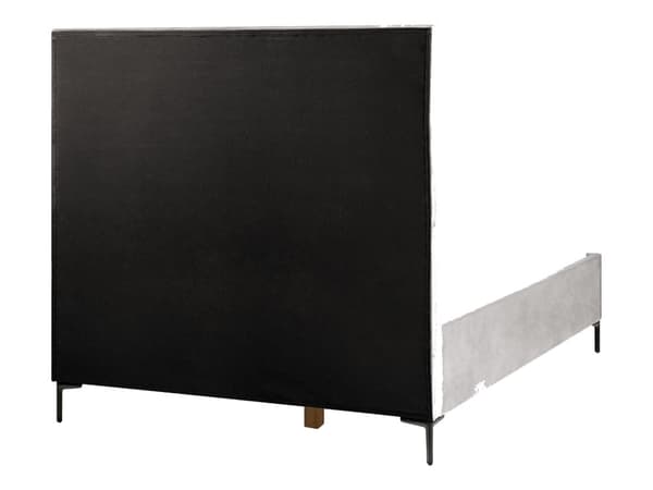 Dubbelsäng Ljusgrå Sammet 140 x 200 cm med Förvaring Vadderad Huvudgavel Svarta Metallben