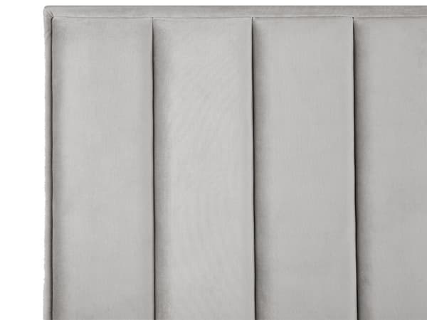 Dubbelsäng Ljusgrå Sammet 140 x 200 cm med Förvaring Vadderad Huvudgavel Svarta Metallben