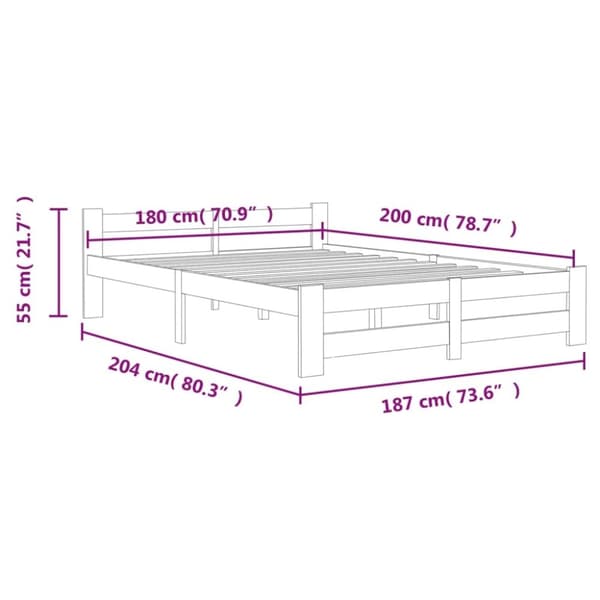 vidaXL sengestel 180x200 cm massivt fyrretræ hvid change1