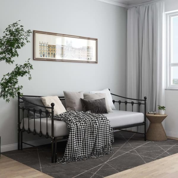 vidaXL Uttrekkbar ramme til sovesofa svart metall 90x200 cm