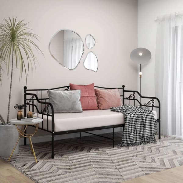 vidaXL Sängram bäddsoffa svart metall 90x200 cm