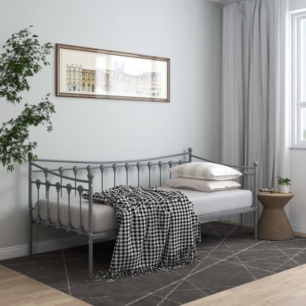 vidaXL Sängram bäddsoffa grå metall 90x200 cm