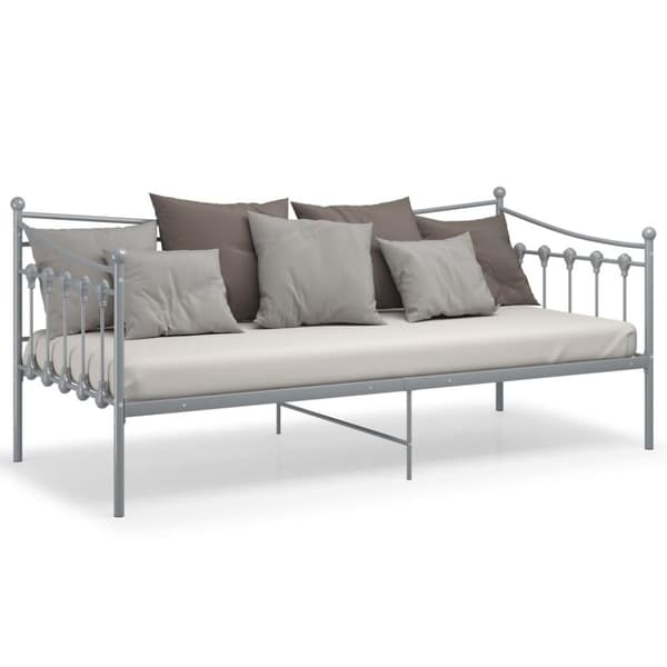 vidaXL Sängram bäddsoffa grå metall 90x200 cm