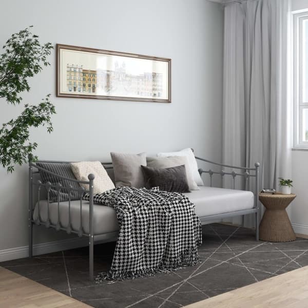 vidaXL Sängram bäddsoffa grå metall 90x200 cm