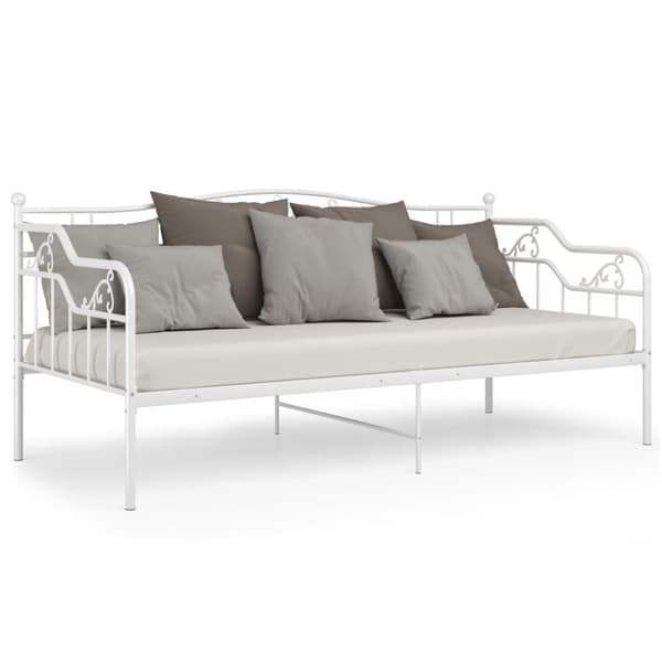 vidaXL Sängram bäddsoffa vit metall 90x200 cm