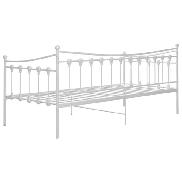vidaXL Sängram bäddsoffa vit metall 90x200 cm